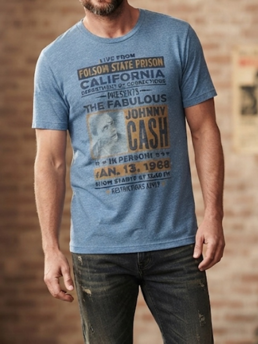 GAP Johnny Cash Folsom State Prison Washed T-Shirt Large